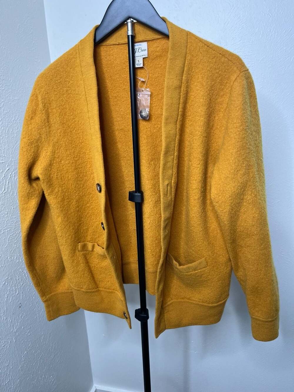 J.Crew Mustard Yellow Merino Wool Button-Front Cardigan Sweater Grandpa Core Pre